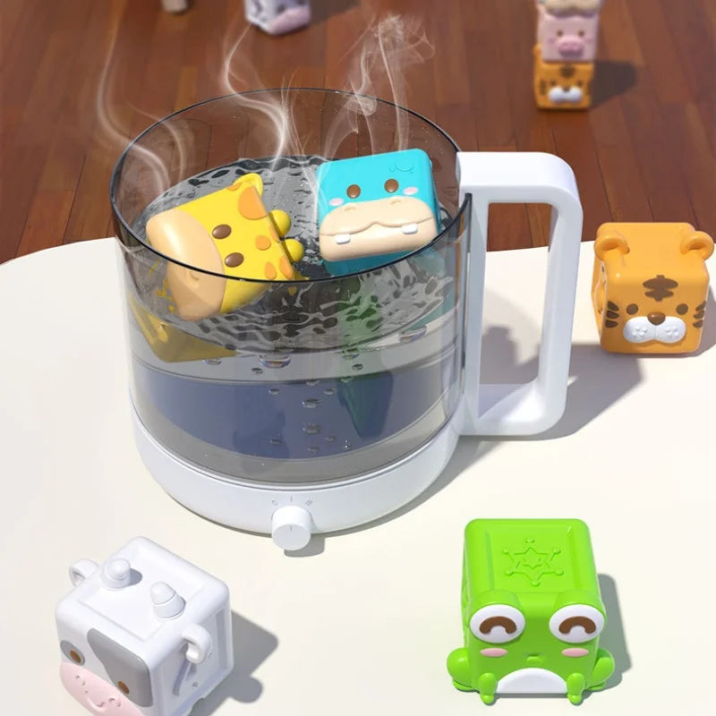 Baby Bath Toys Montessori Animal Cognitive Floating Water Toys Soft Stacking Building Blocks Safe Teething Squeeze Sensory Toys