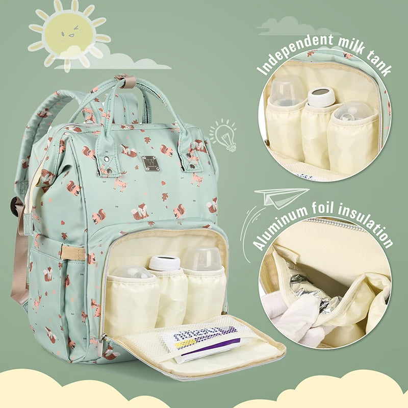 Diaper Backpack, Large Capacity Baby Bag, Multi-Function Travel Backpack Nappy Bags, Nursing Bag, Waterproof Fashion Mummy Bag