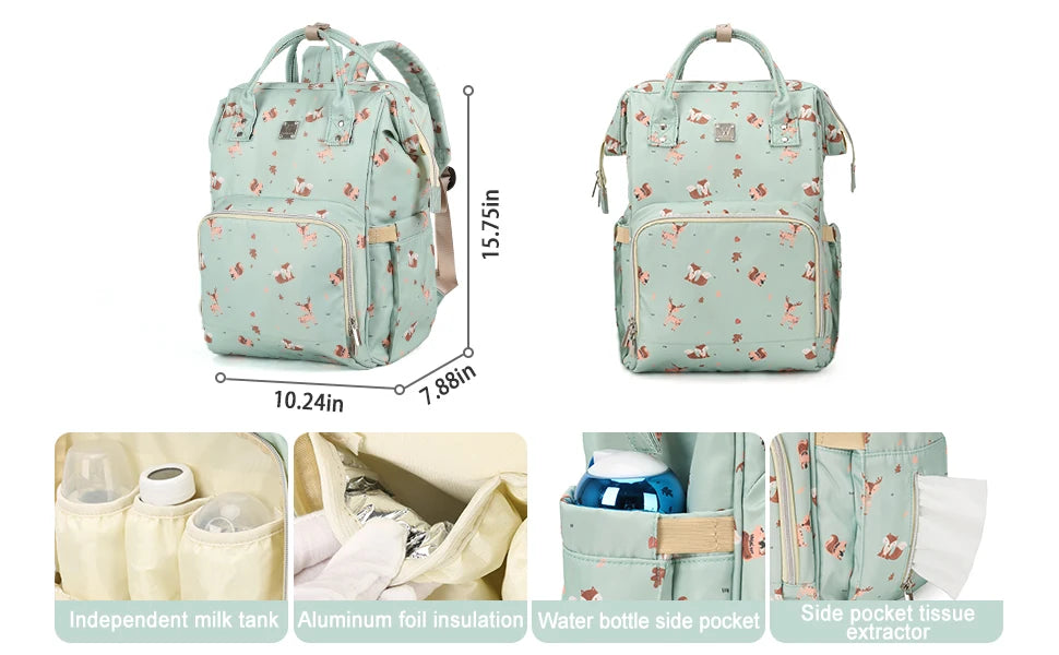 Diaper Backpack, Large Capacity Baby Bag, Multi-Function Travel Backpack Nappy Bags, Nursing Bag, Waterproof Fashion Mummy Bag