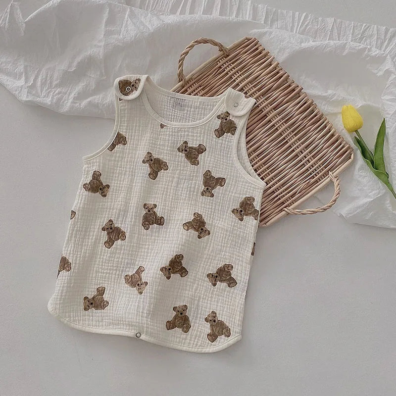 MILANCEL Baby Blankets Bear Print Cotton Blanket Casual Sleeping Blanket