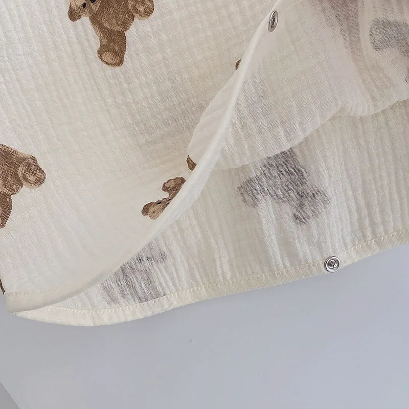 MILANCEL Baby Blankets Bear Print Cotton Blanket Casual Sleeping Blanket