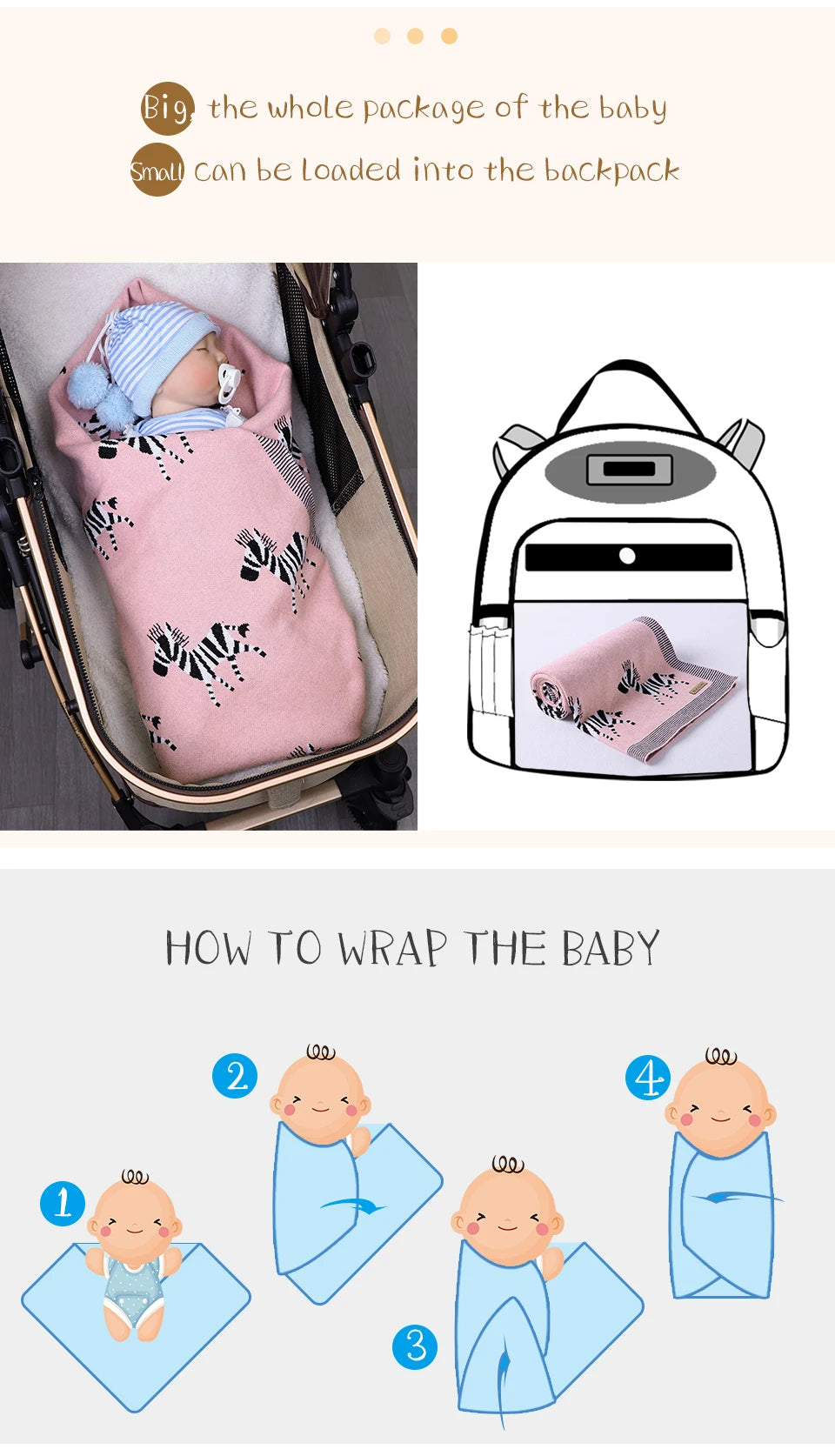 Baby Blankets Swaddle Wrap Cotton Knitted Newborn Bebes Stroller Bedding Sleeping Covers 100*80cm Toddler Infant Month Blankets