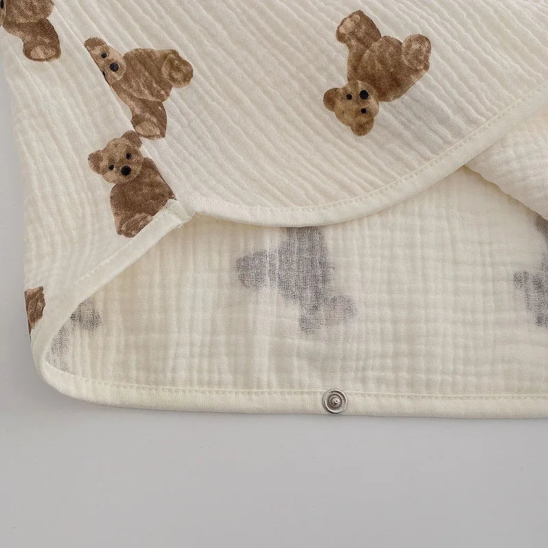MILANCEL Baby Blankets Bear Print Cotton Blanket Casual Sleeping Blanket