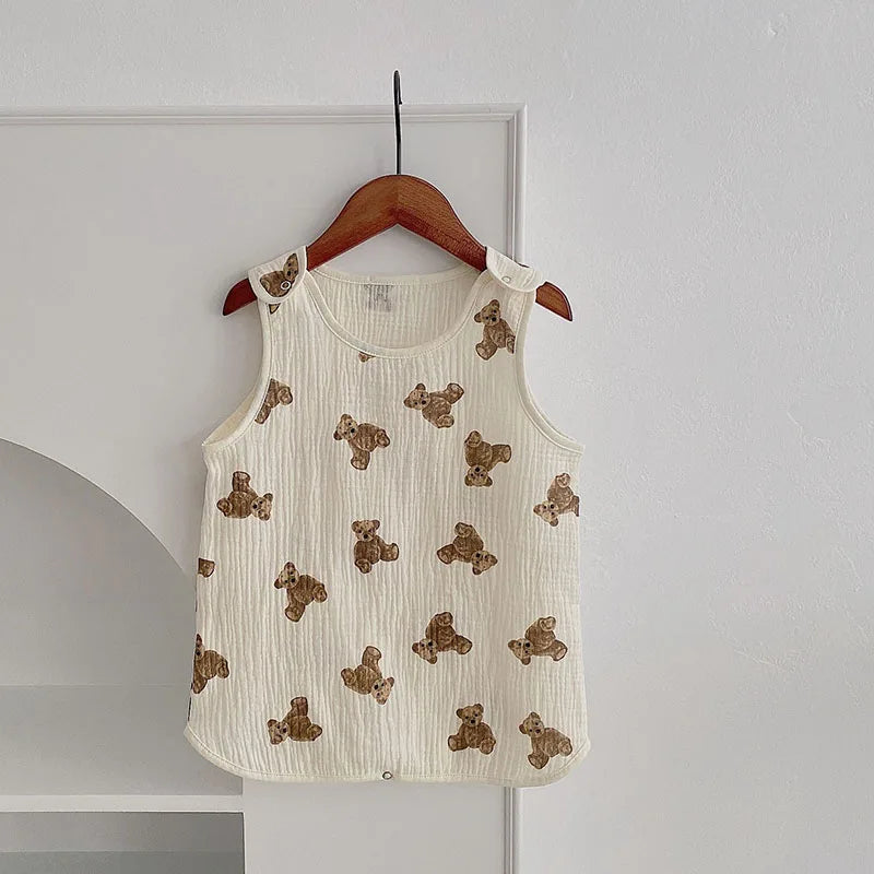 MILANCEL Baby Blankets Bear Print Cotton Blanket Casual Sleeping Blanket