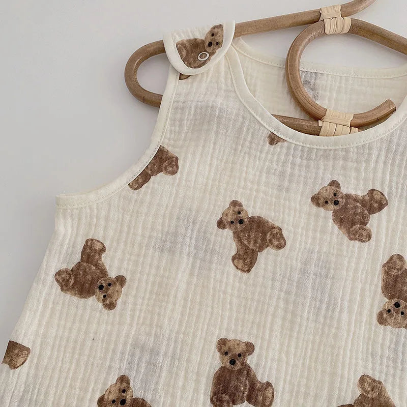 MILANCEL Baby Blankets Bear Print Cotton Blanket Casual Sleeping Blanket