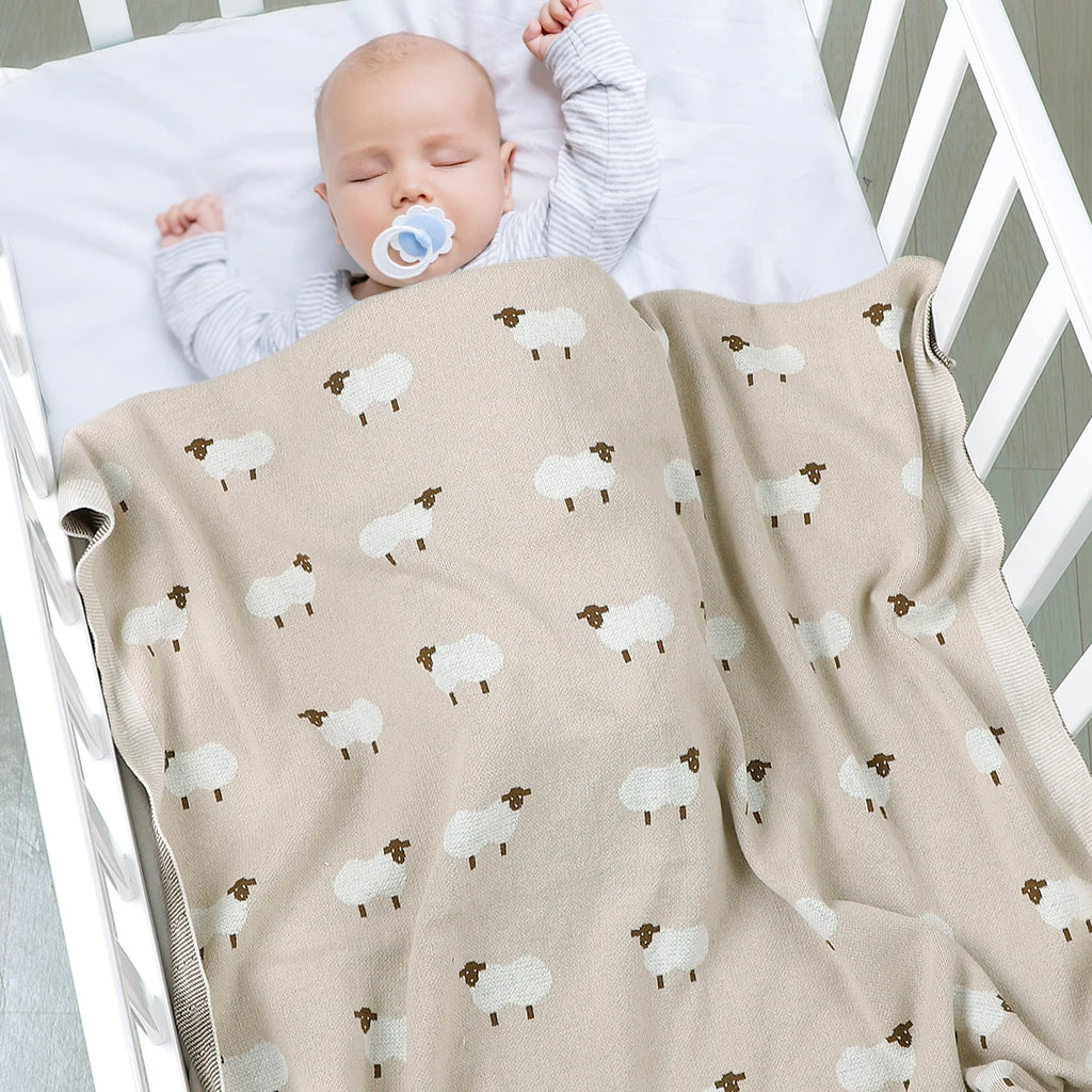 Baby Blankets Newborn 100%Cotton Knitting Infant Boys Girls Swaddle Wrap Stroller Accessories 100*80cm Toddler Kids Throw Quilts