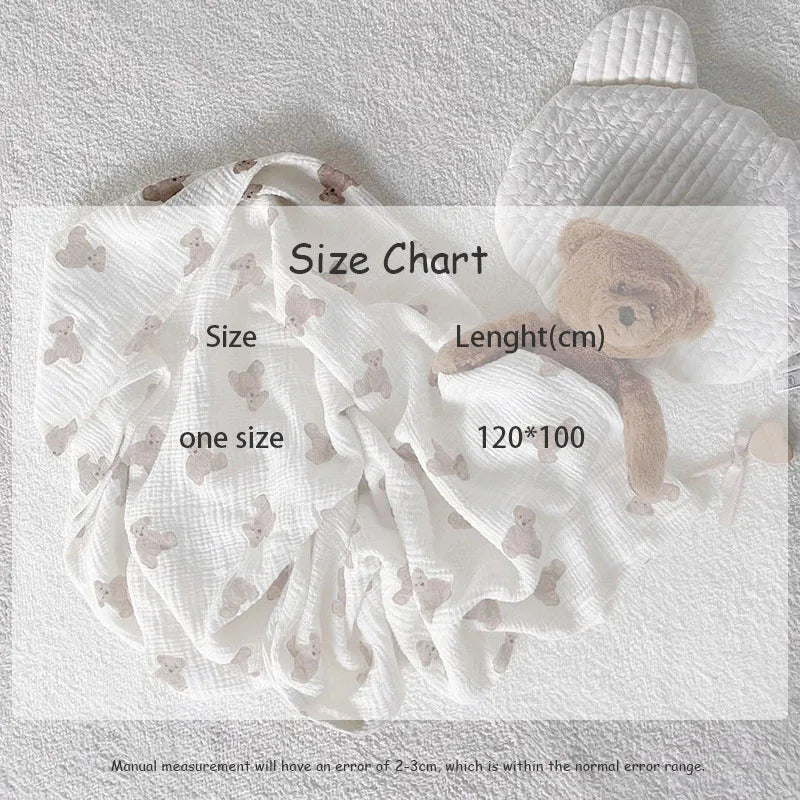 MILANCEL Baby Blankets Bear Print Cotton Blanket Casual Sleeping Blanket