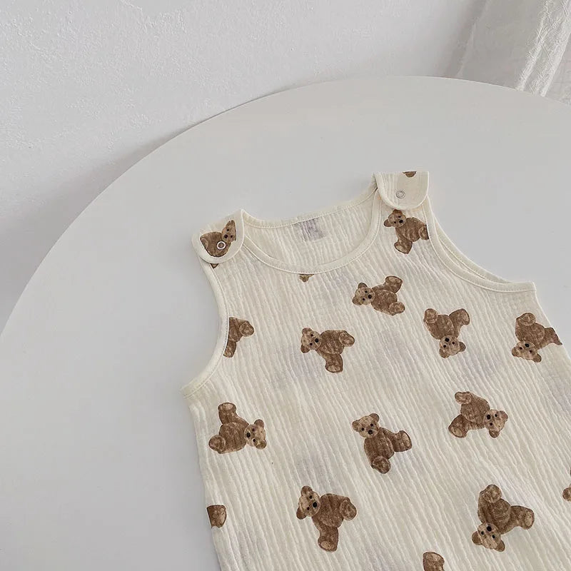 MILANCEL Baby Blankets Bear Print Cotton Blanket Casual Sleeping Blanket