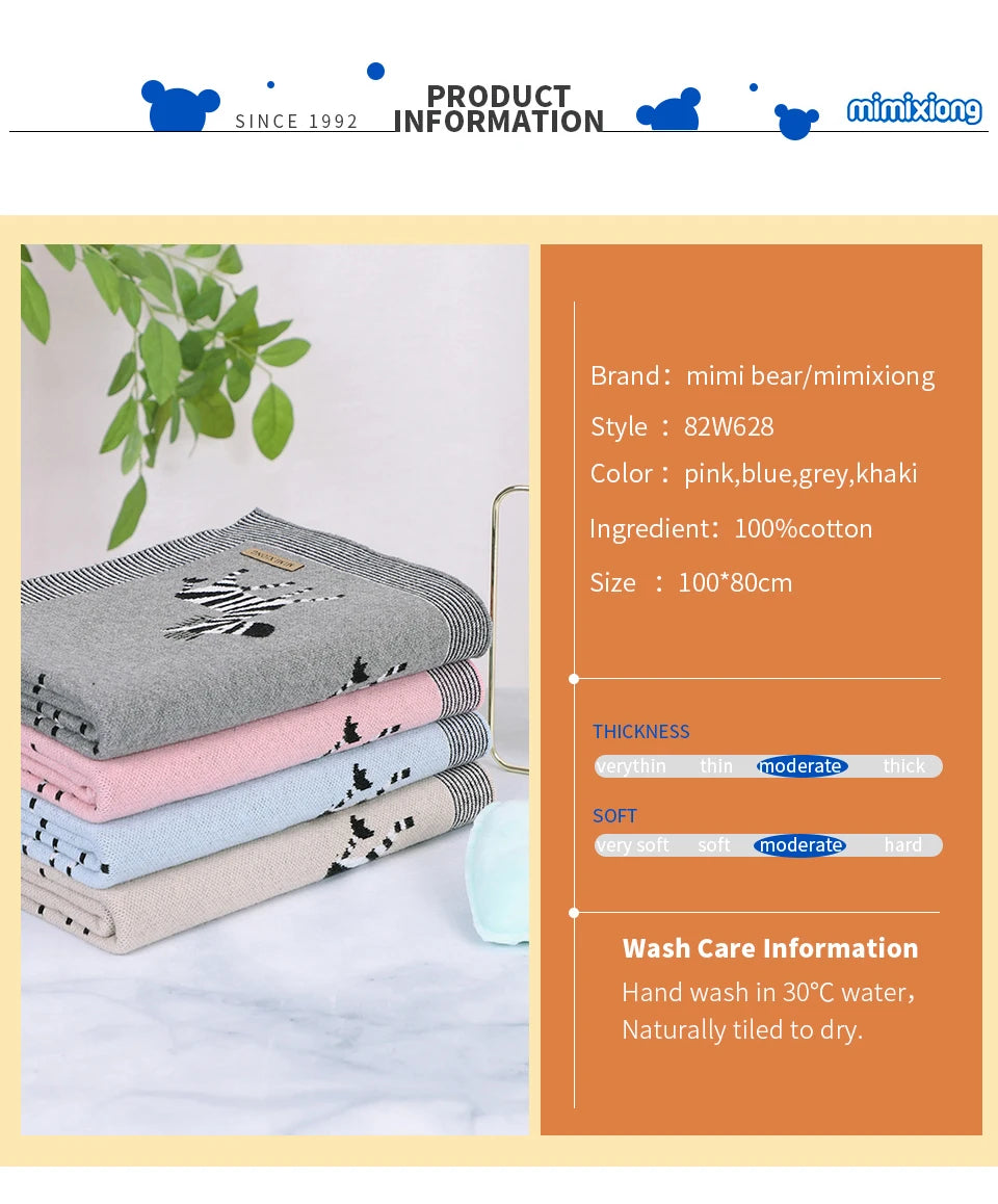 Baby Blankets Swaddle Wrap Cotton Knitted Newborn Bebes Stroller Bedding Sleeping Covers 100*80cm Toddler Infant Month Blankets