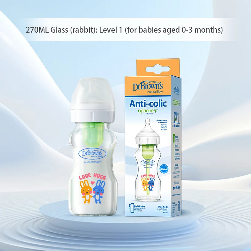 Dr. Brown's  Newborn baby glass bottle, wide caliber, anti-flatulence, gas-liquid separation