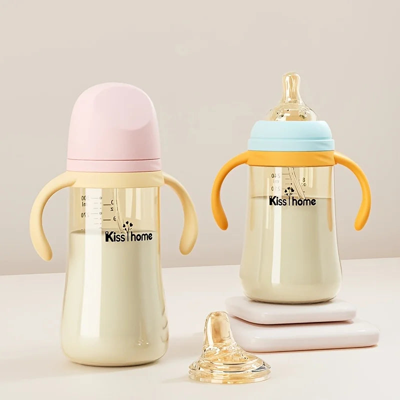 children's milk bottles, equipped with straws and balancers, durable PPSU material, easy-to-use handle design