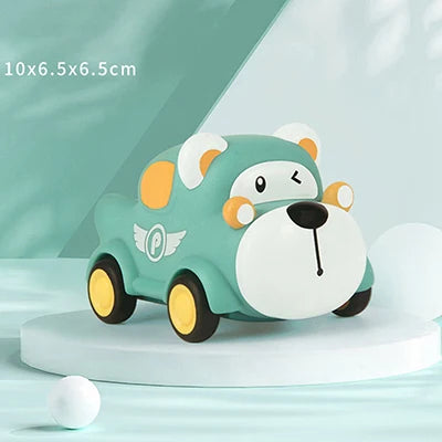 Baby Car Toys for 6 12 Months Friction Car Infant Soft Rubber Inertial Push and Go Vehicles Roll Car Hand Rattle Gift for Kids