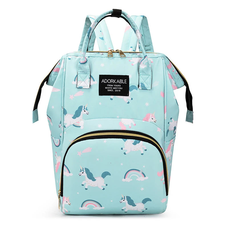 Cartoon Printed Mommy Diaper Bags Lightweight Portable Women's Backpack Bottle Insulation Storage Bag Fashion Mom Backpack New