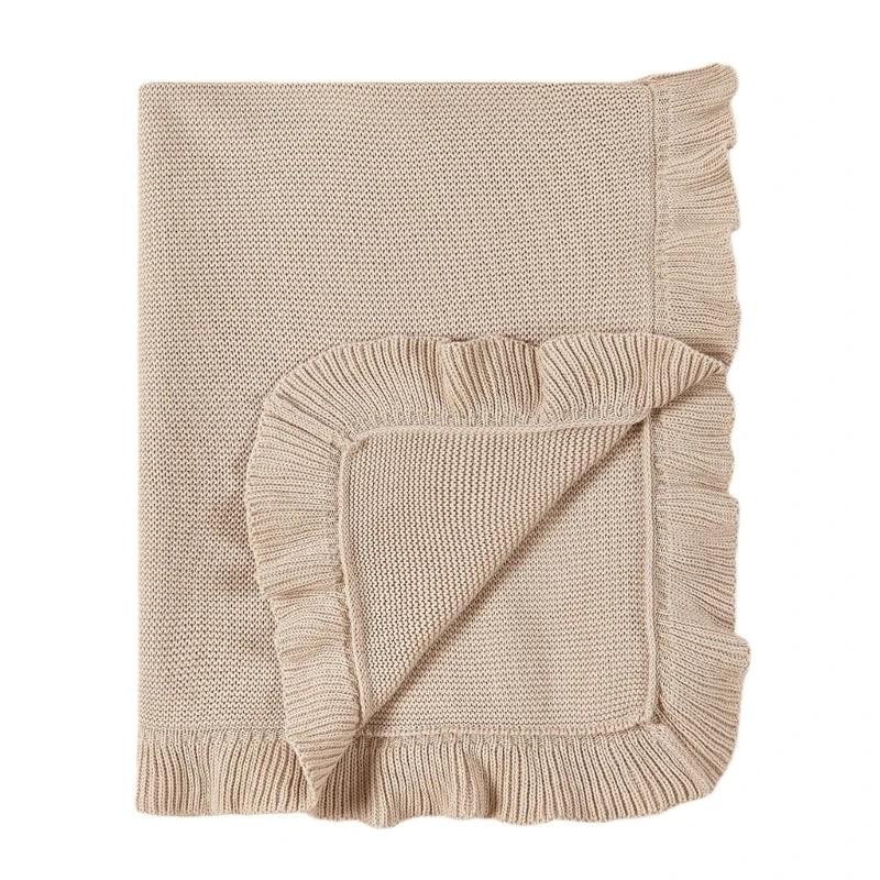 Baby Blanket for Newborns Cotton Ruffle Knitted Wrap Towel Soft and Breathable Bed Blanket for Autumn Winter 75x95cm