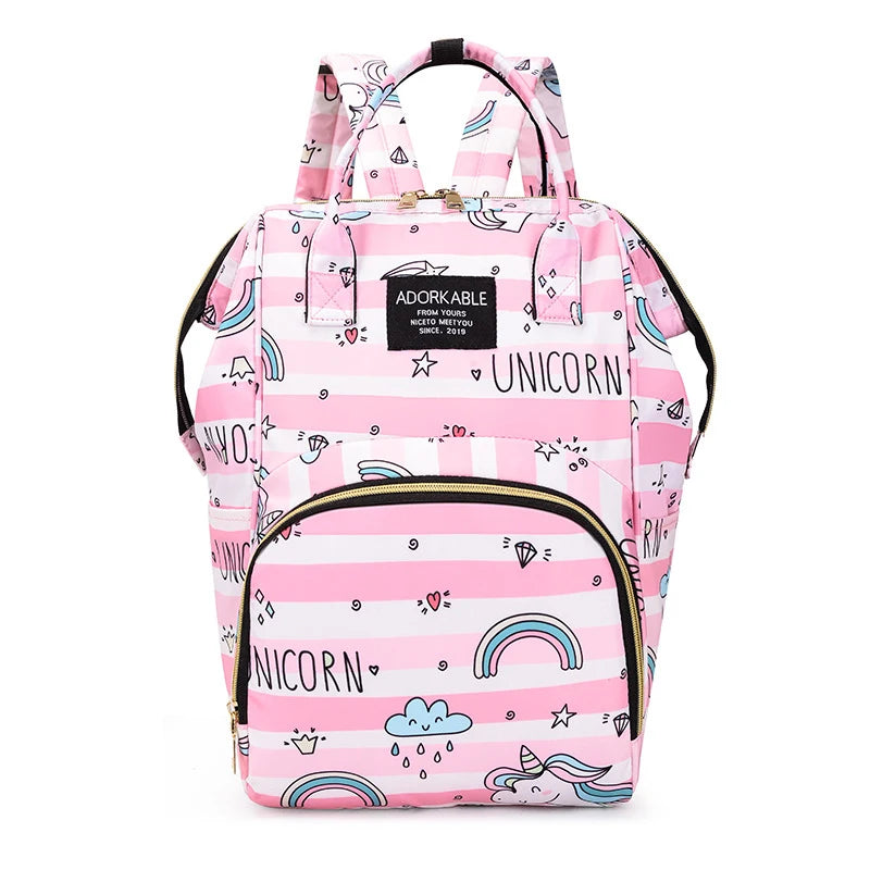 Cartoon Printed Mommy Diaper Bags Lightweight Portable Women's Backpack Bottle Insulation Storage Bag Fashion Mom Backpack New