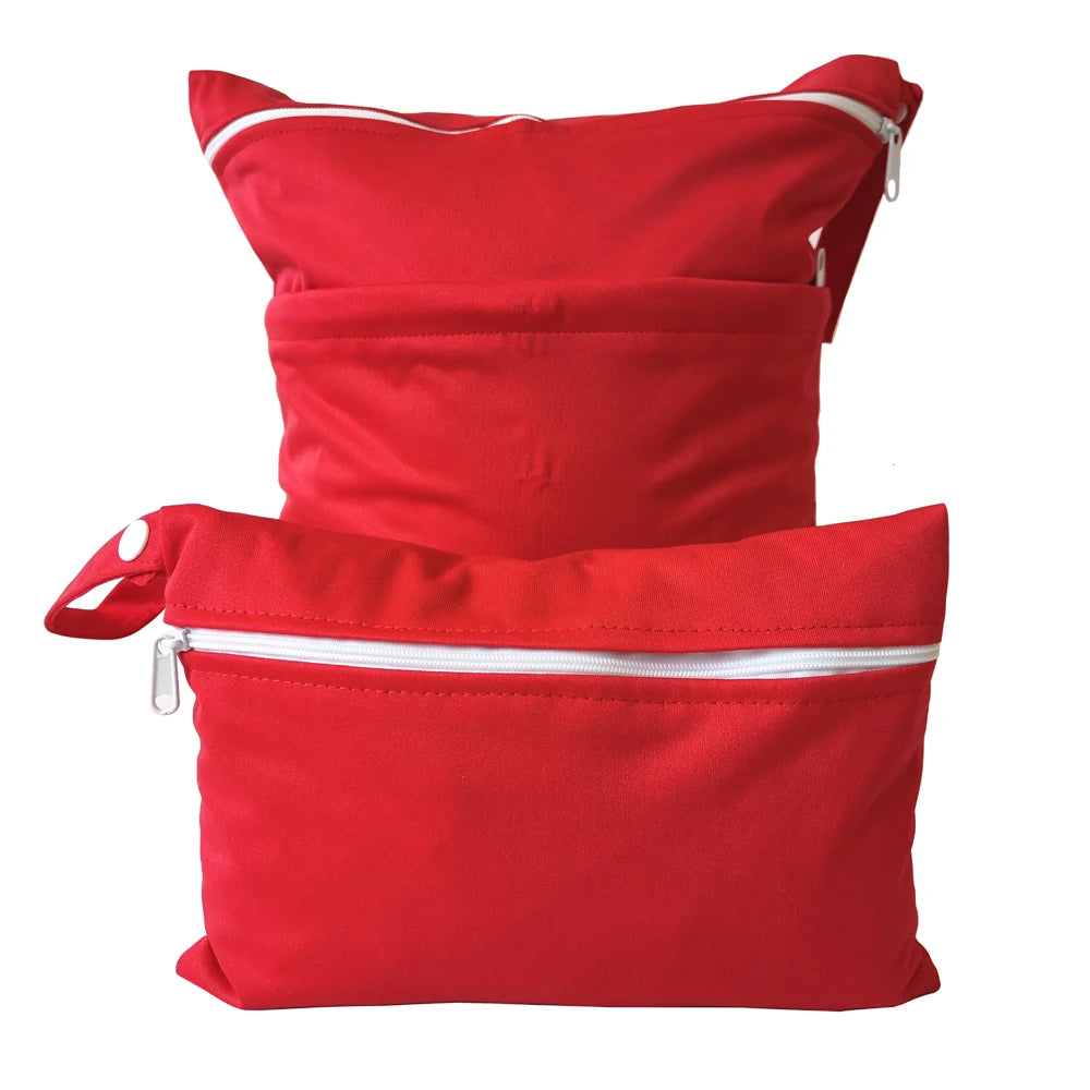 Solid color two combinations set waterproof diaper bag 30*36m and 15*22.5cm cycle use washable baby diaper bags wetbags