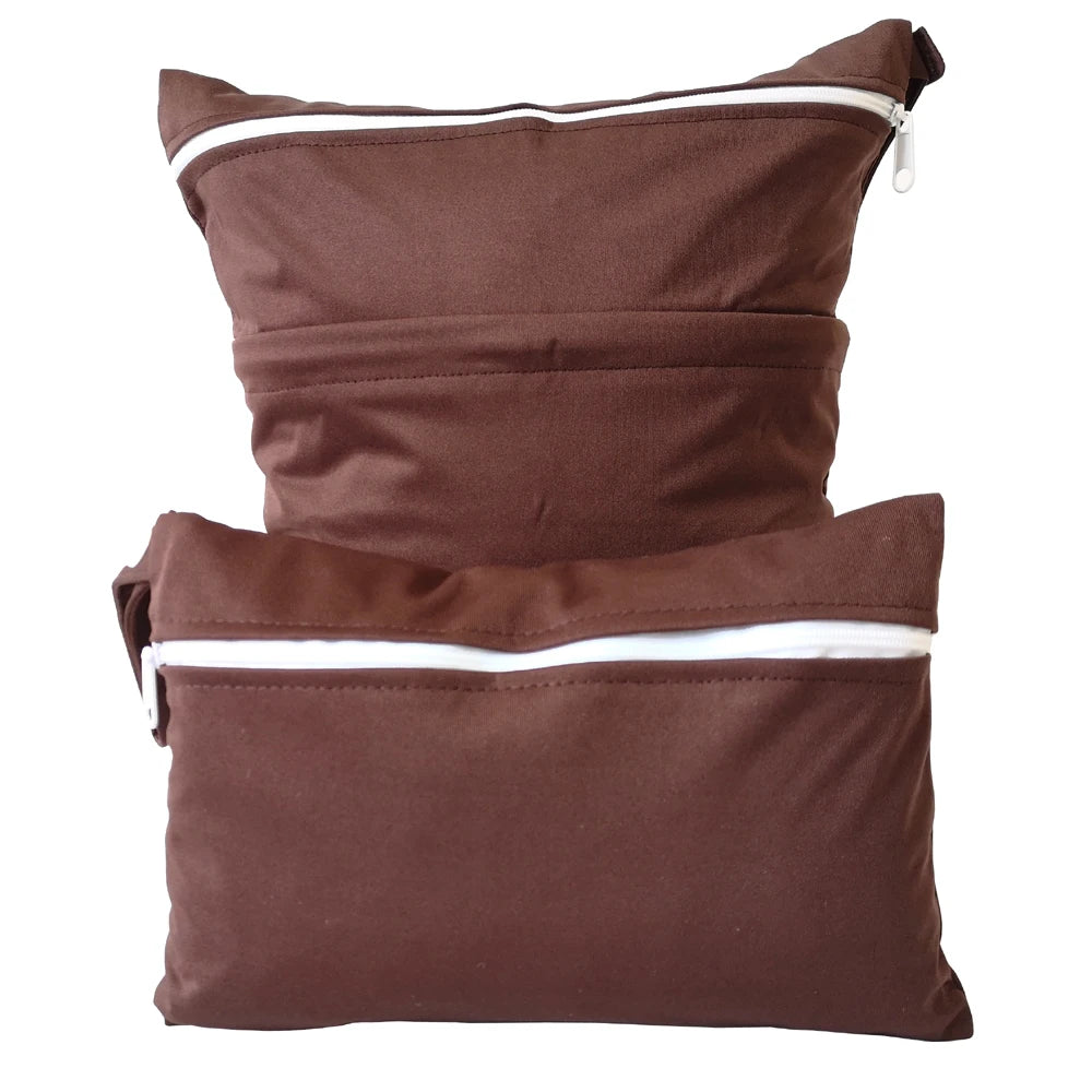 Solid color two combinations set waterproof diaper bag 30*36m and 15*22.5cm cycle use washable baby diaper bags wetbags