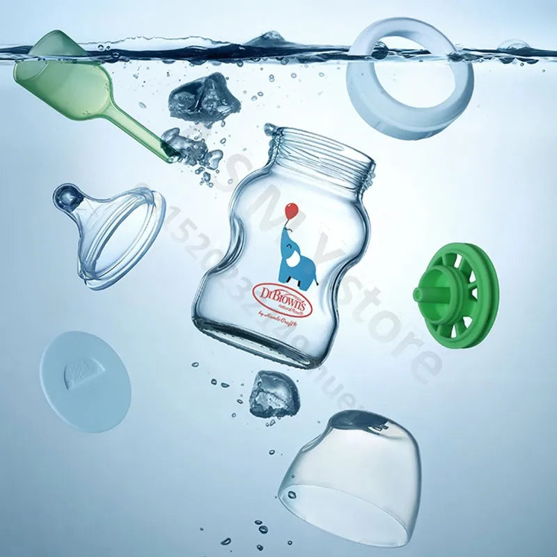 Dr. Brown's  Newborn baby glass bottle, wide caliber, anti-flatulence, gas-liquid separation