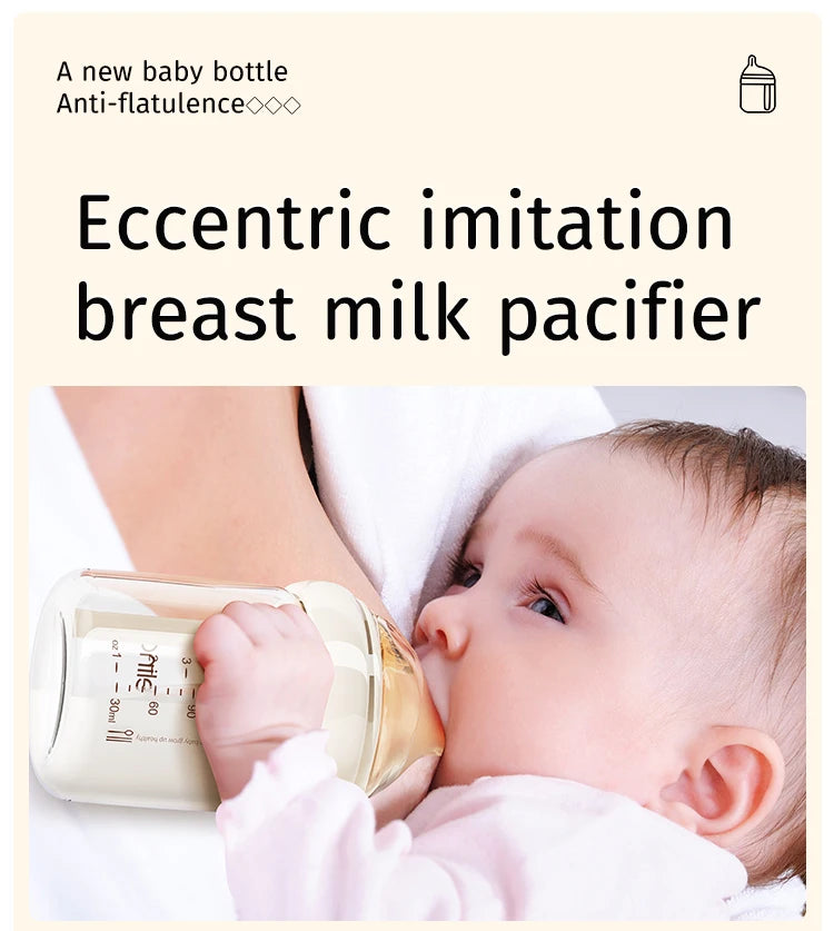 0-6 Months Newborn Baby Items Feeding Bottle Anti Bloating Anti Spitting Choking Bebe Glass Baby Bottles 80ML Silicone Nipple