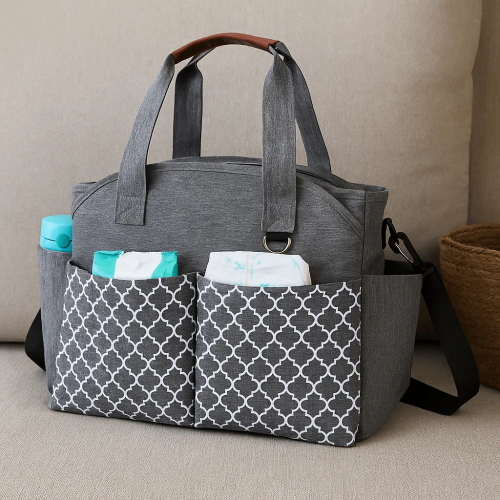 Large Capacity Baby Diaper Bag Multi-compartment Waterproof Mommy Bag Wear-resistant Adjustable Shoulder Strap Mom Handbag