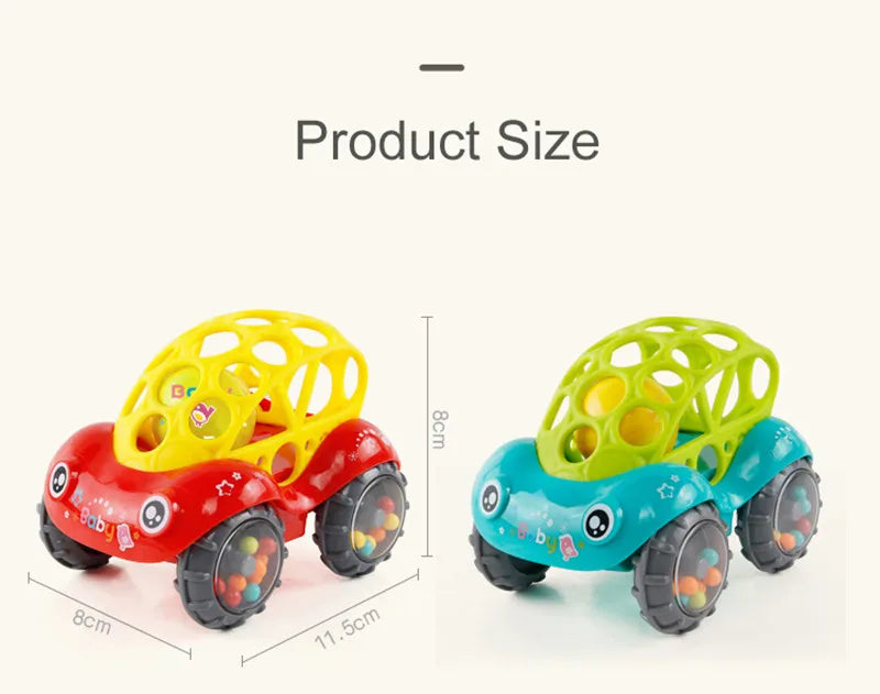 Baby Car Toys for 6 12 Months Friction Car Infant Soft Rubber Inertial Push and Go Vehicles Roll Car Hand Rattle Gift for Kids