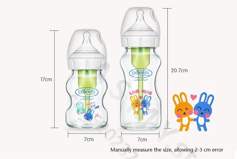 Dr. Brown's  Newborn baby glass bottle, wide caliber, anti-flatulence, gas-liquid separation