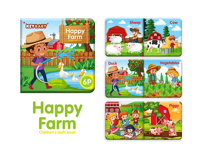 Soft Baby EVA Cartoon Bath Books with BB Whistle Early Educational Bathroom Toys Montessori Waterproof Pages Baby Book  Toddler