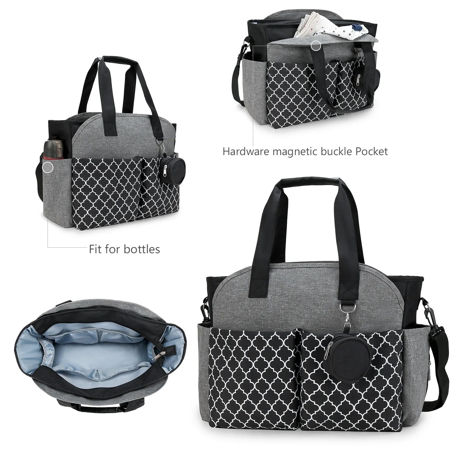 Diaper Bag Tote Baby Changing Bag with  Shoulder Strap Portable Waterproof and Large Capacity for Mom