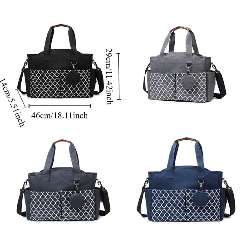 Large Capacity Baby Diaper Bag Multi-compartment Waterproof Mommy Bag Wear-resistant Adjustable Shoulder Strap Mom Handbag