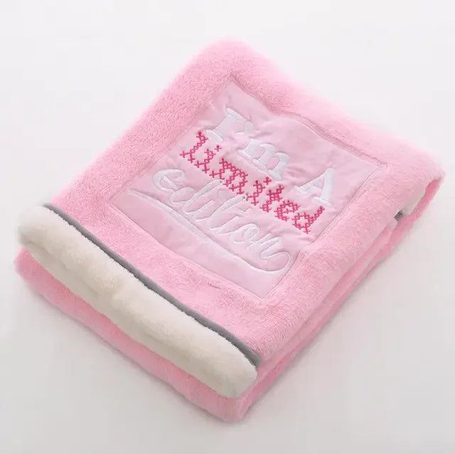 Baby Blankets Newborn Cartoon Embroidery Flannel Baby Blanket Kids Boys Girls Swaddle Wrap Infant Stroller Cover Blanket