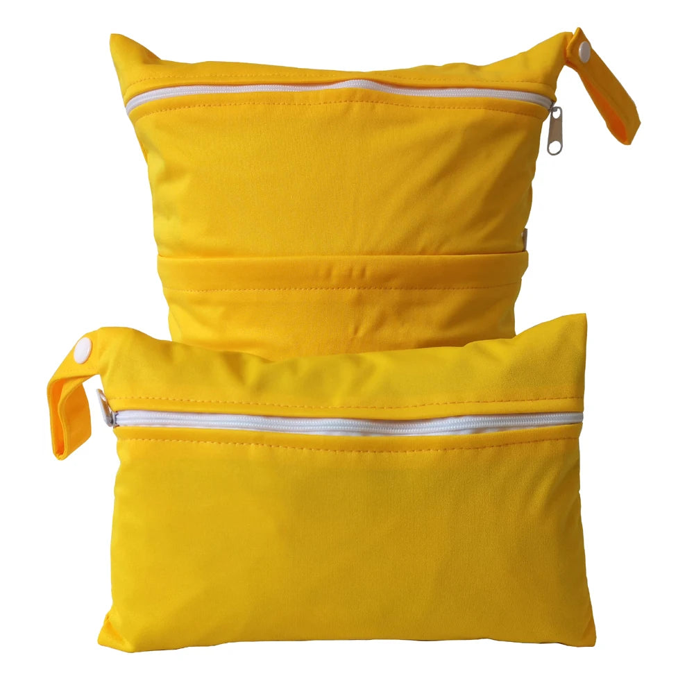 Solid color two combinations set waterproof diaper bag 30*36m and 15*22.5cm cycle use washable baby diaper bags wetbags