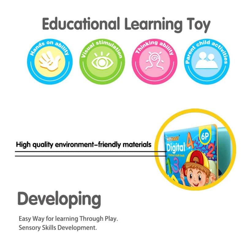Soft Baby EVA Cartoon Bath Books with BB Whistle Early Educational Bathroom Toys Montessori Waterproof Pages Baby Book  Toddler