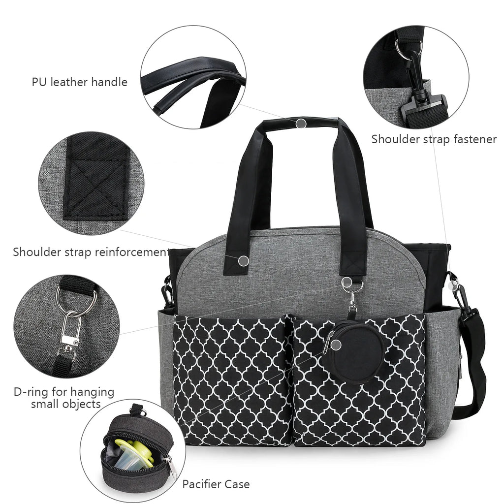 Diaper Bag Tote Baby Changing Bag with  Shoulder Strap Portable Waterproof and Large Capacity for Mom