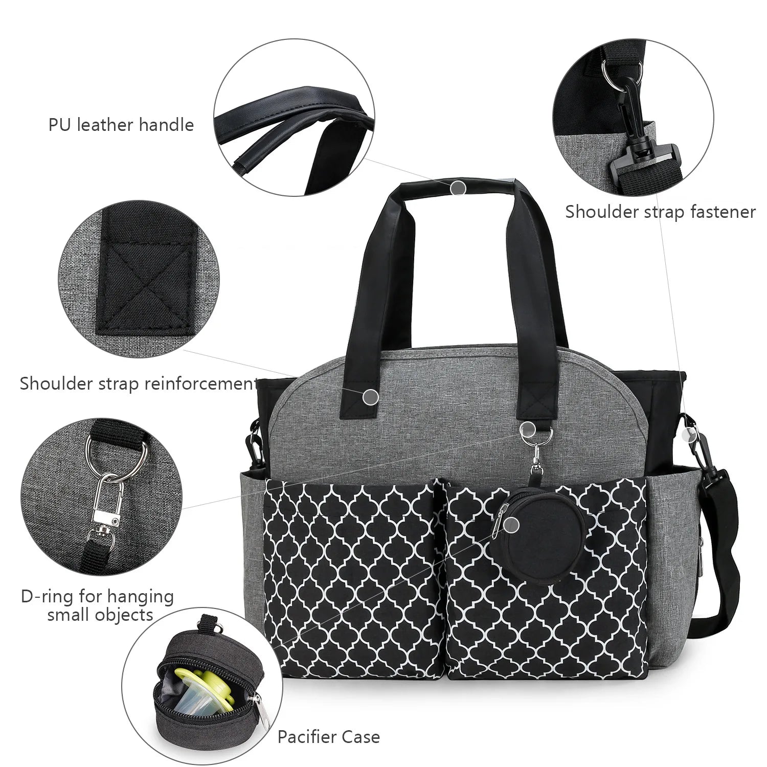 Diaper Bag Tote Baby Changing Bag with  Shoulder Strap Portable Waterproof and Large Capacity for Mom