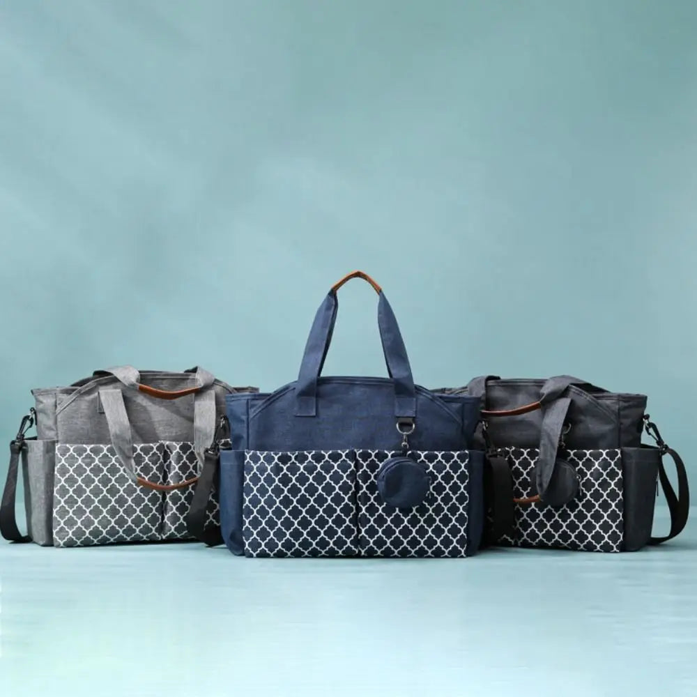 Large Capacity Baby Diaper Bag Multi-compartment Waterproof Mommy Bag Wear-resistant Adjustable Shoulder Strap Mom Handbag