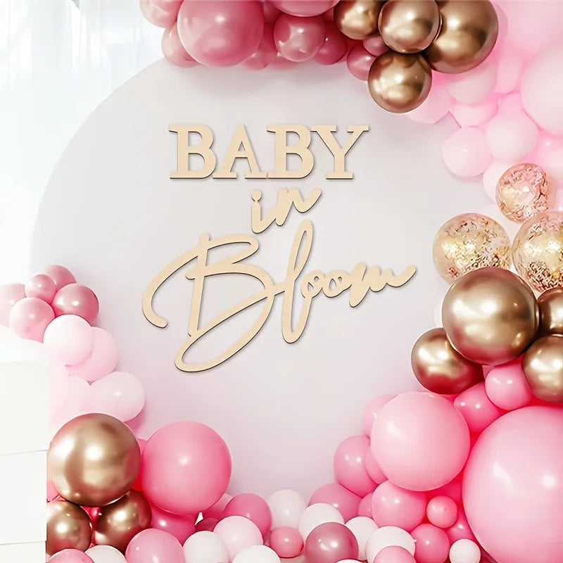 Baby in Bloom Wooden Sign Gender Reveal Party Decor Pregnancy Celebration Gift Nursery Wall Art Photo Prop for Baby Shower