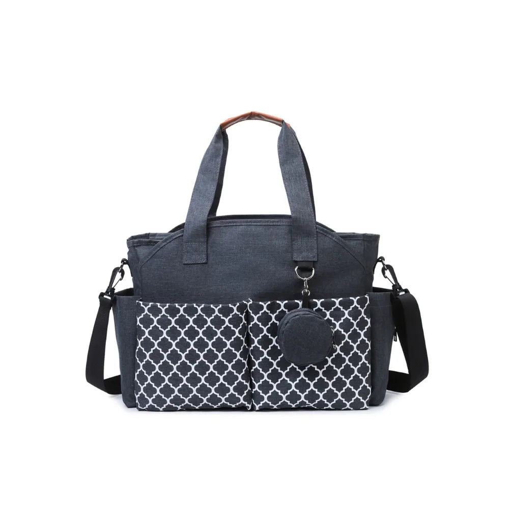 Large Capacity Baby Diaper Bag Multi-compartment Waterproof Mommy Bag Wear-resistant Adjustable Shoulder Strap Mom Handbag