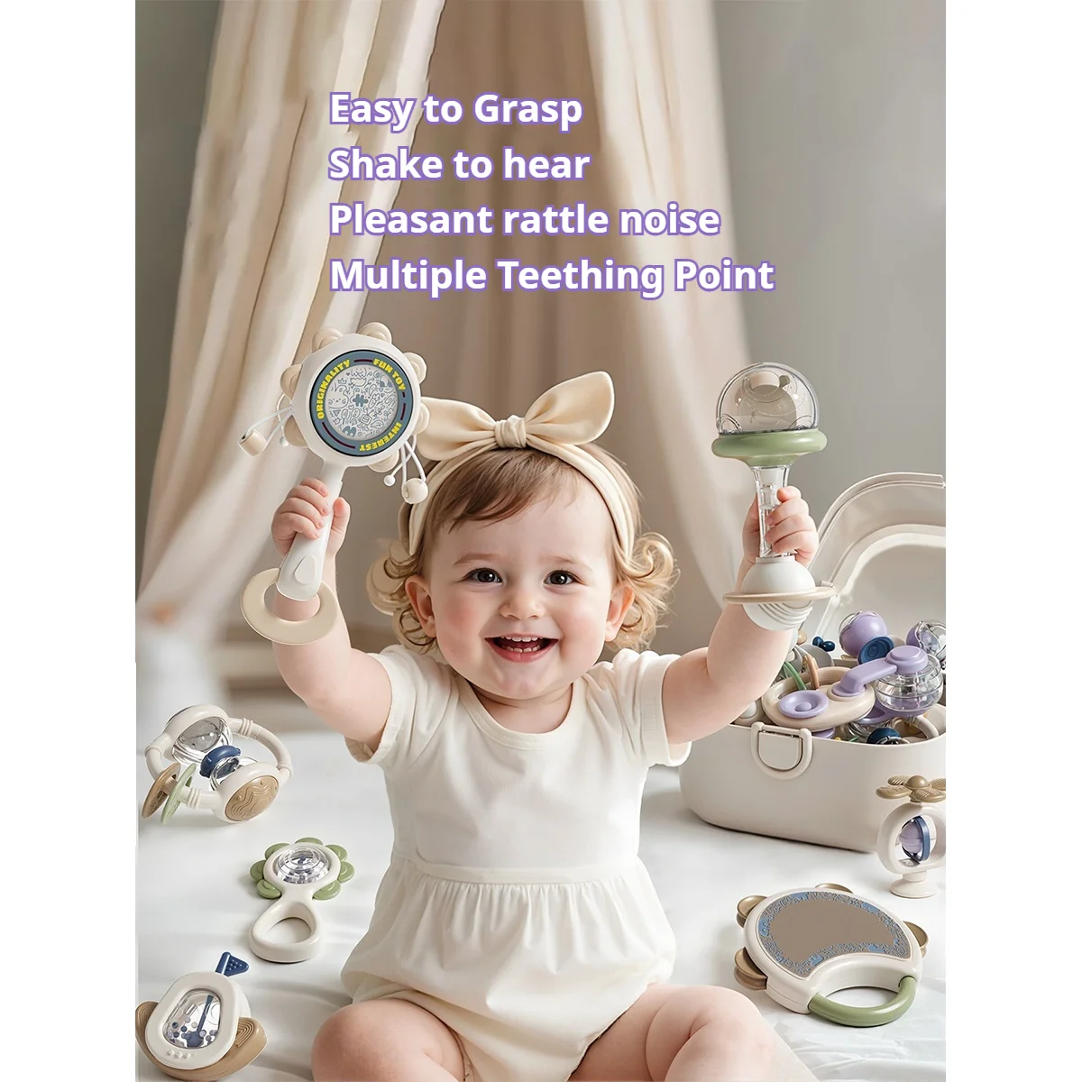 Baby Teething Toys 10Pc Hand-Held Toys Set Particle Feel Food-Grade Silicone Material Sensory Development Tray Toy Baby Gifts