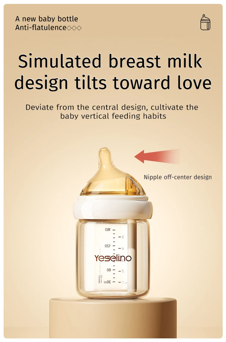 0-6 Months Newborn Baby Items Feeding Bottle Anti Bloating Anti Spitting Choking Bebe Glass Baby Bottles 80ML Silicone Nipple