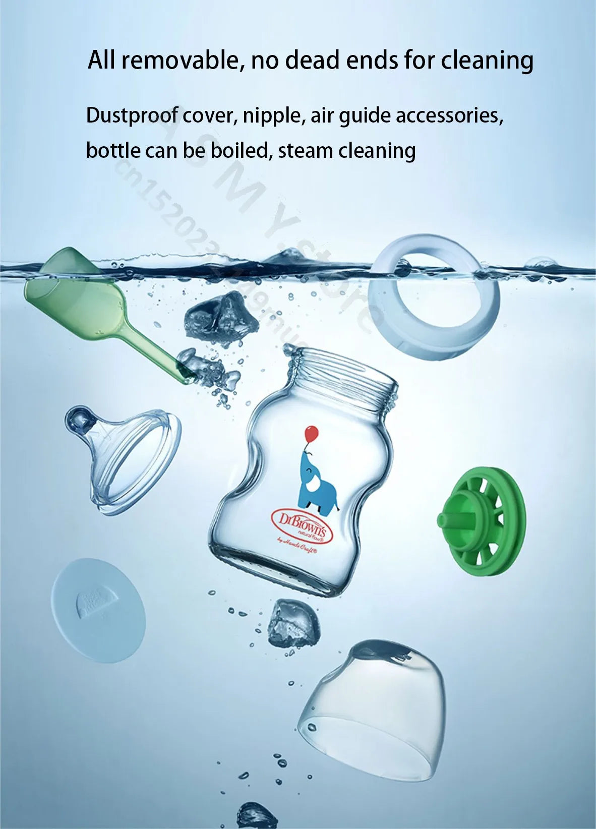 Dr. Brown's  Newborn baby glass bottle, wide caliber, anti-flatulence, gas-liquid separation