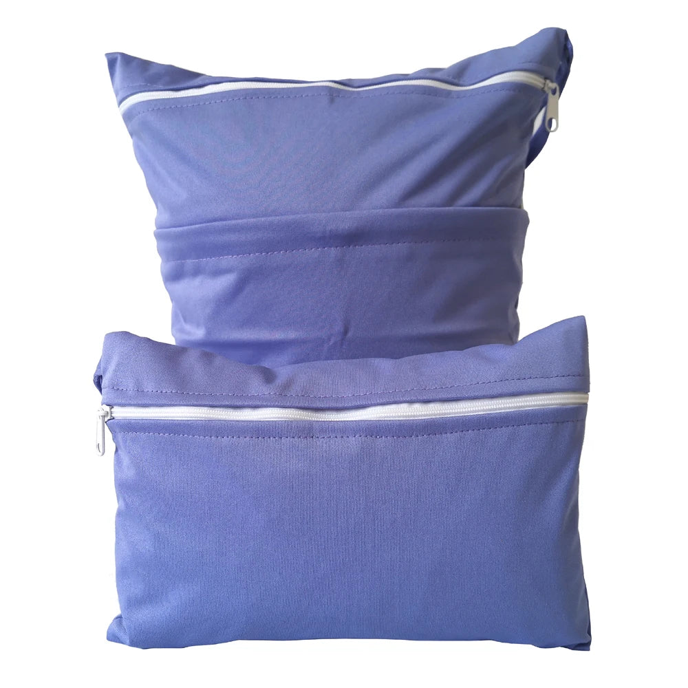 Solid color two combinations set waterproof diaper bag 30*36m and 15*22.5cm cycle use washable baby diaper bags wetbags