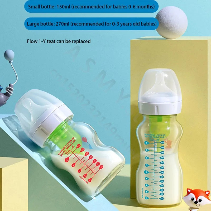 Dr. Brown's  Newborn baby glass bottle, wide caliber, anti-flatulence, gas-liquid separation