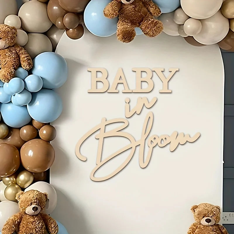 Baby in Bloom Wooden Sign Gender Reveal Party Decor Pregnancy Celebration Gift Nursery Wall Art Photo Prop for Baby Shower
