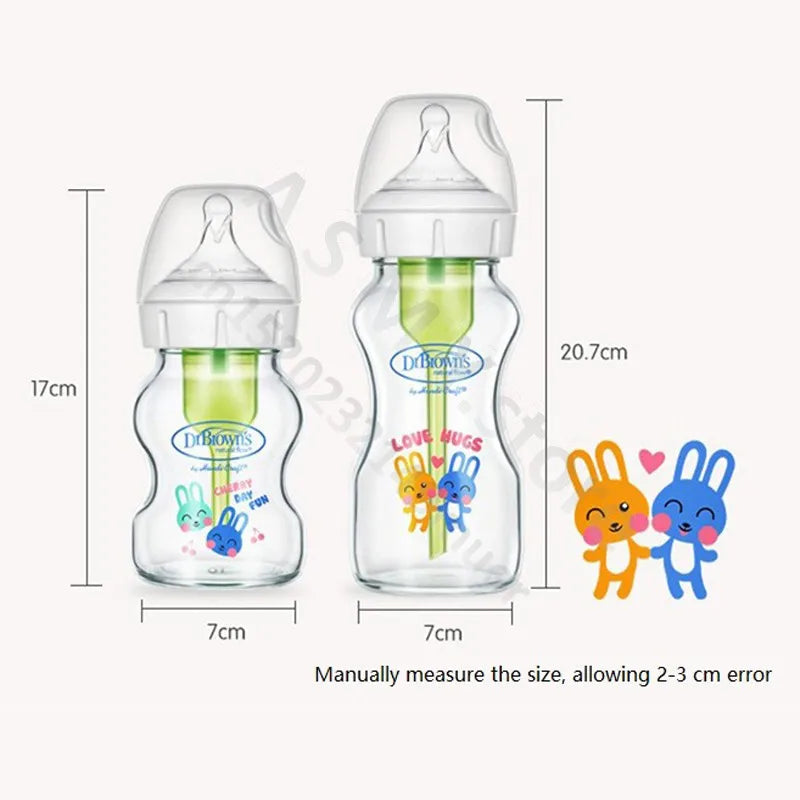 Dr. Brown's  Newborn baby glass bottle, wide caliber, anti-flatulence, gas-liquid separation