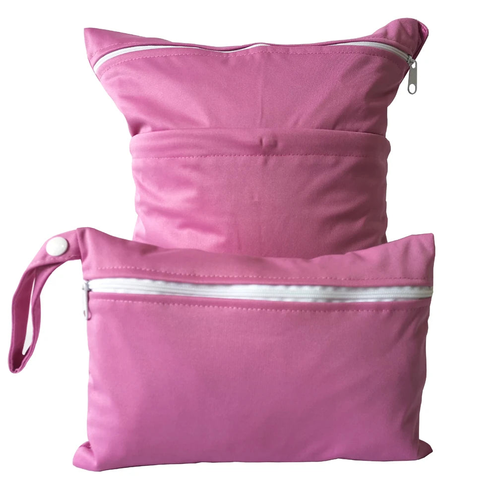 Solid color two combinations set waterproof diaper bag 30*36m and 15*22.5cm cycle use washable baby diaper bags wetbags