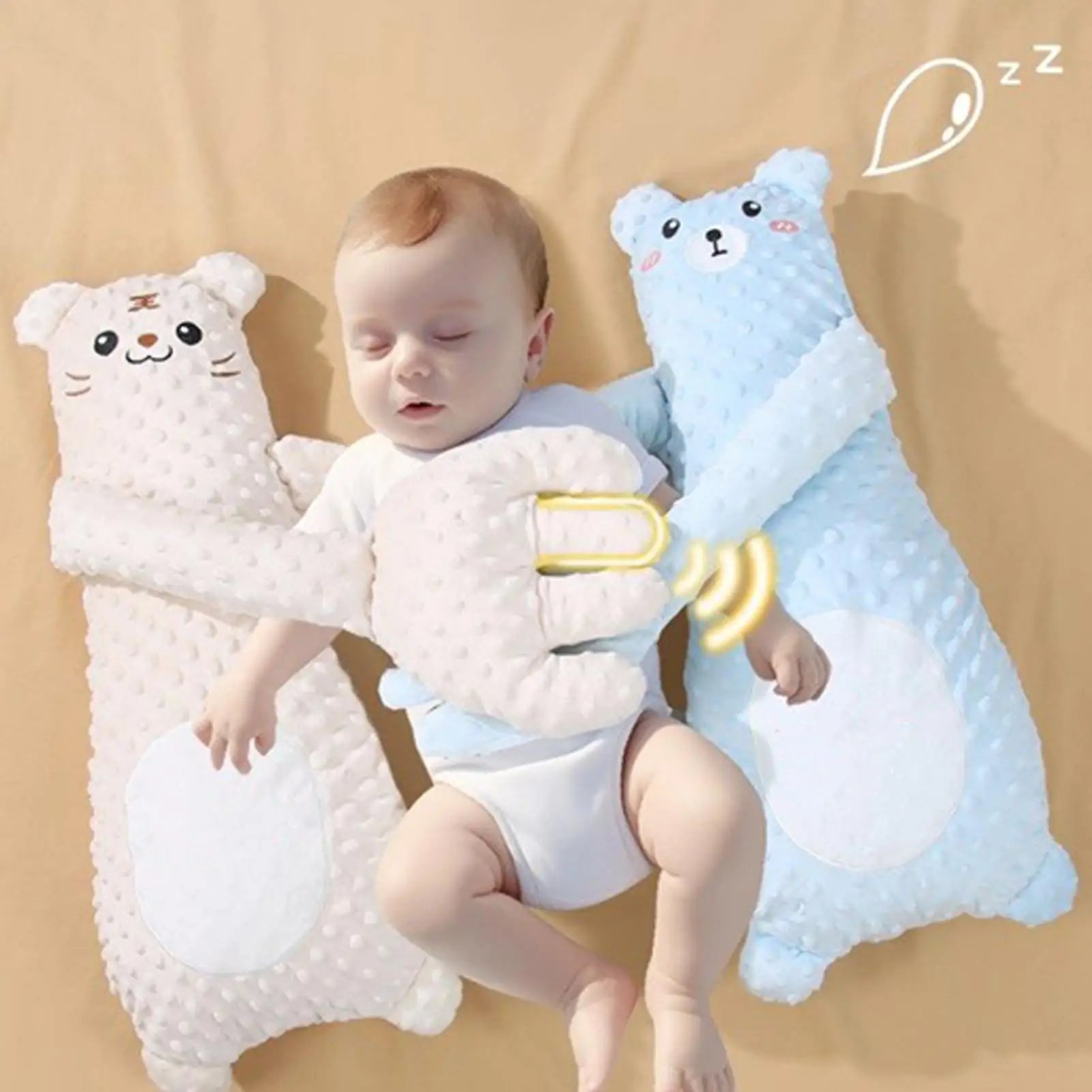 Baby Patting Pillow Kids Nap Aid Hug Beater Textured Ergonomic Soothing Palm Hand with Remote Control for Multi-Sensory Nursing