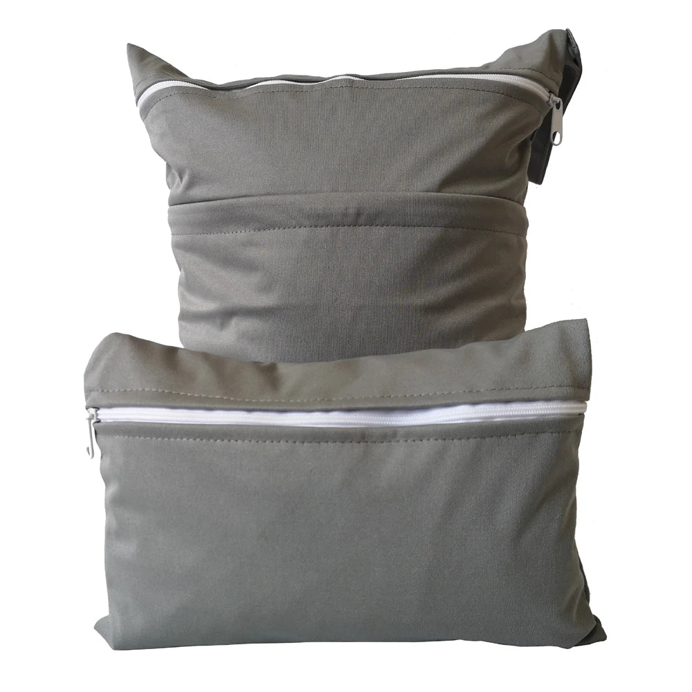 Solid color two combinations set waterproof diaper bag 30*36m and 15*22.5cm cycle use washable baby diaper bags wetbags