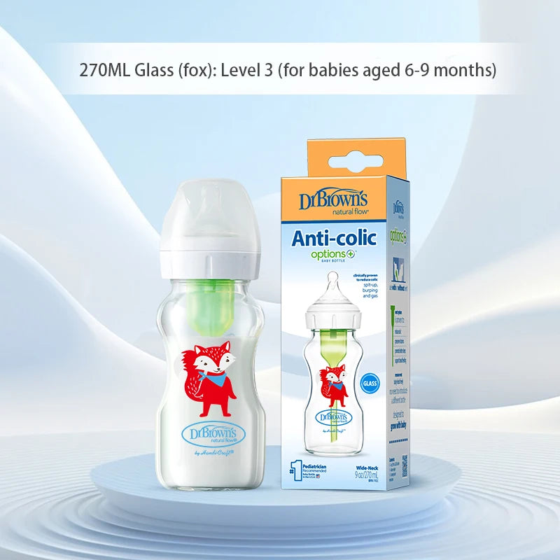 Dr. Brown's  Newborn baby glass bottle, wide caliber, anti-flatulence, gas-liquid separation