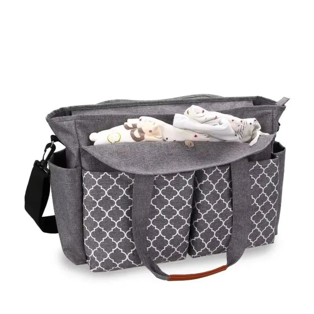 Large Capacity Baby Diaper Bag Multi-compartment Waterproof Mommy Bag Wear-resistant Adjustable Shoulder Strap Mom Handbag