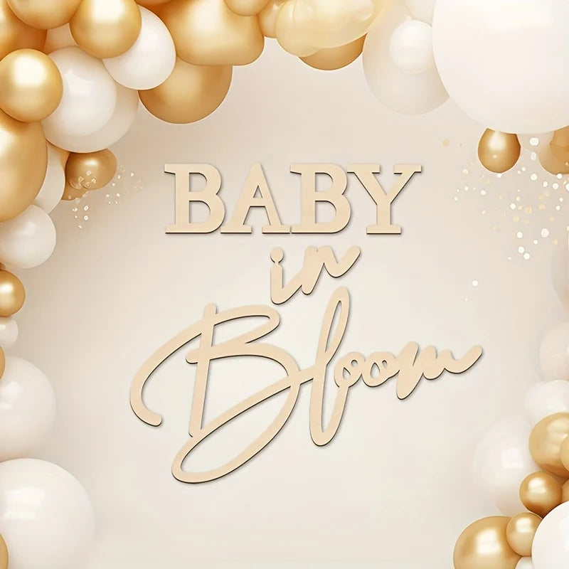 Baby in Bloom Wooden Sign Gender Reveal Party Decor Pregnancy Celebration Gift Nursery Wall Art Photo Prop for Baby Shower